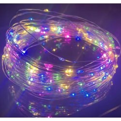 Lampki choinkowe KOLOROWE sznur DRUCIK 50 LED 5m MULTI na 2 baterie AA