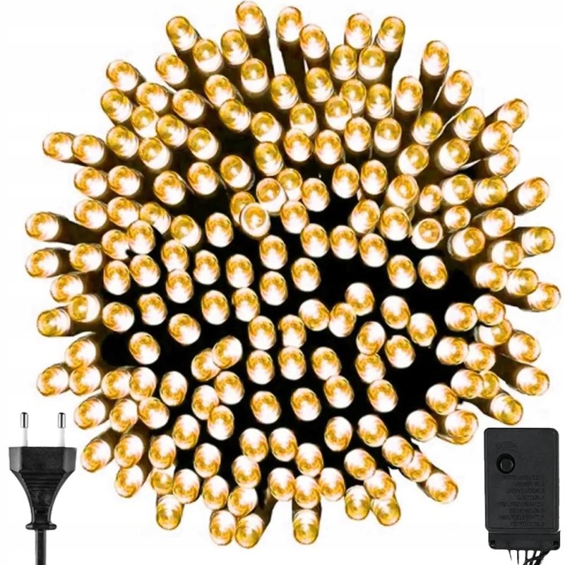 LAMPKI Choinkowe premium łańcuch 16m 200 LED biały ciepły wewnętrzne CIEPŁE