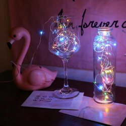 Lampki choinkowe KOLOROWE sznur DRUCIK 50 LED 5m MULTI na 2 baterie AA