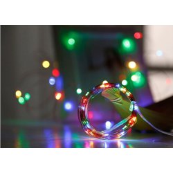 Lampki choinkowe RGB sznur DRUCIK 40 LED 4m kolorowe na baterię CR2032