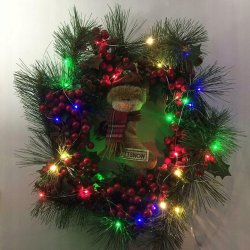 Lampki choinkowe KOLOROWE sznur DRUCIK 50 LED 5m MULTI na 2 baterie AA