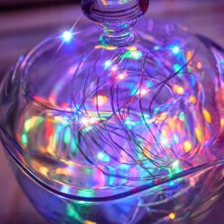 Lampki choinkowe RGB sznur DRUCIK 20 LED 2m kolorowe na baterię CR2032