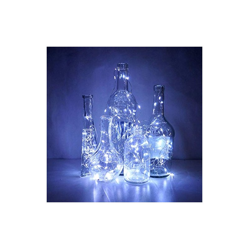 Lampki choinkowe ZIMNE sznur DRUCIK 20 LED 2m biały zimny na 2 baterie AA