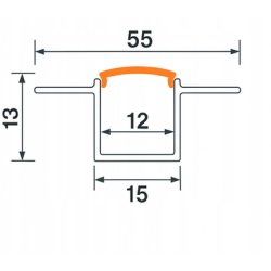 2mb KLOSZ PCV MLECZNY 12mm do PROFILI ALUMINIOWYCH do płyt GK karton-gips