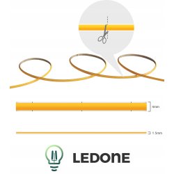 Taśma LED Neon COB 24V 11W/m 8mm 480 diod 2700K barwa bardzo CIEPŁA - 5m