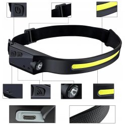 Latarka czołowa led czujnik ruchu czołówka akumulatorowa na USB 41 led