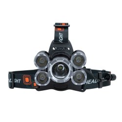 Latarka czołowa 5 LED T6 akumulatorowa warsztatowa