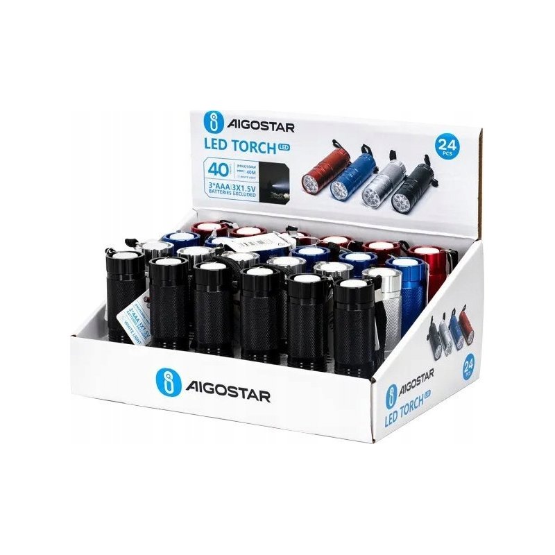 LATARKA ręczna KIESZONKOWA LED MIX kolorów na baterie LR03 AAA