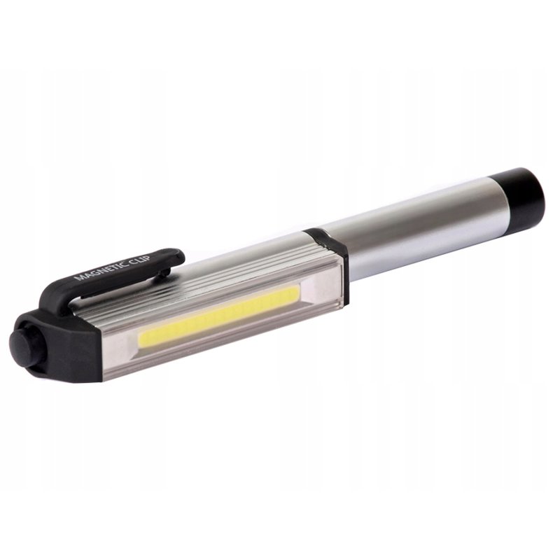 Latarka LED COB 3W ręczna długopis MINI klips na magnes na 3 baterie AAA