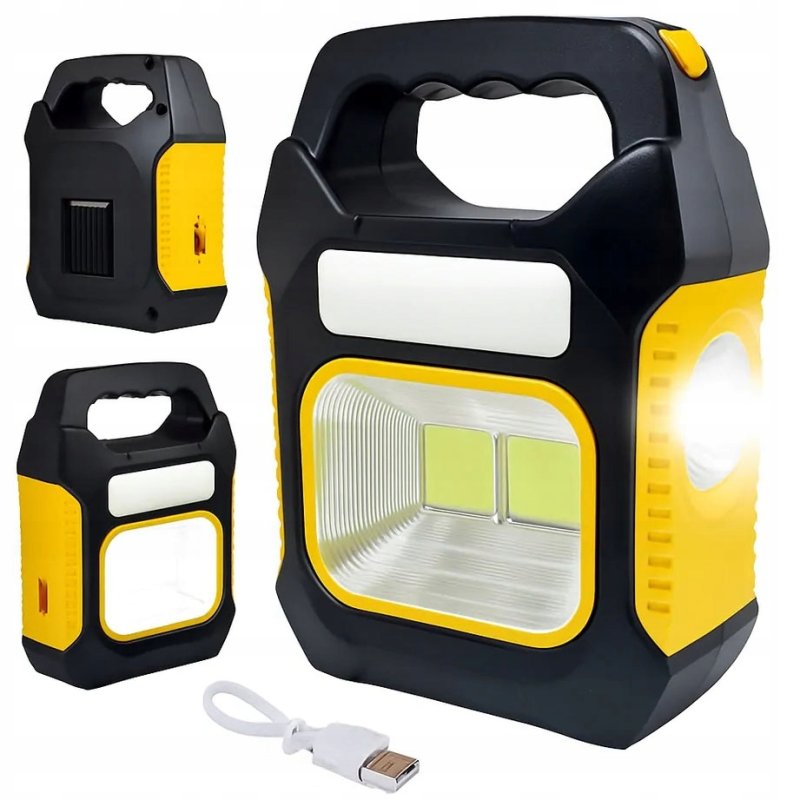 Lampa LED wielofunkcyjna Latarka solarna Ładowana aku micro USB z powerbank