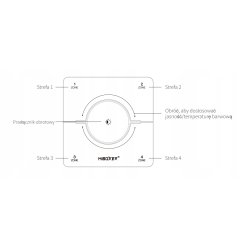 Pilot PANEL naścienny 4 strefy Milight K0S z pokrętłem obrotowy MONO/CCT