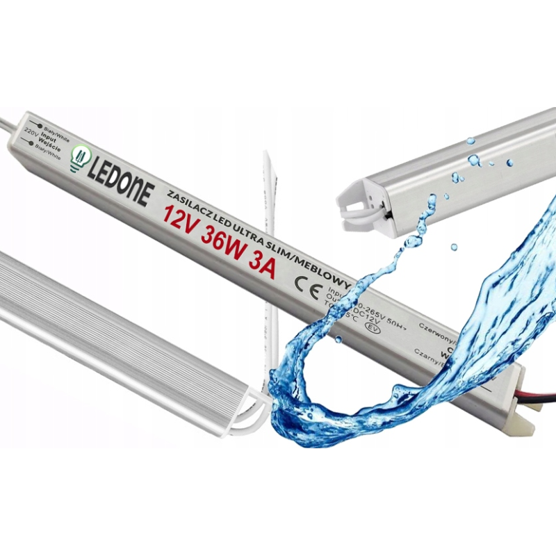 Zasilacz 12V 36W 3A wodoodporny do taśm LED IP67