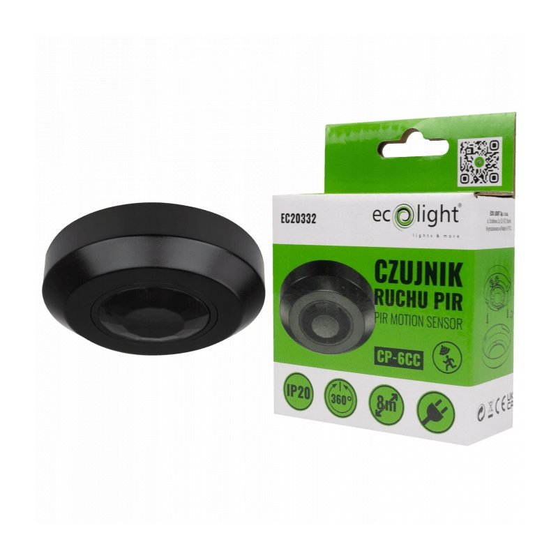 Czujnik ruchu Czujka zmierzchu sensor PIR natynkowy montażowy mały 230V