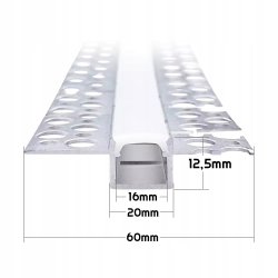 Profil LED Aluminiowy RUCHOMY GIĘTY do Płyt GK Gipsowych Regips + Klosz 2m