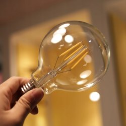 Żarówka E27 filament LED 8W duża dekoracyjna G80 biała CIEPŁA BAŃKA