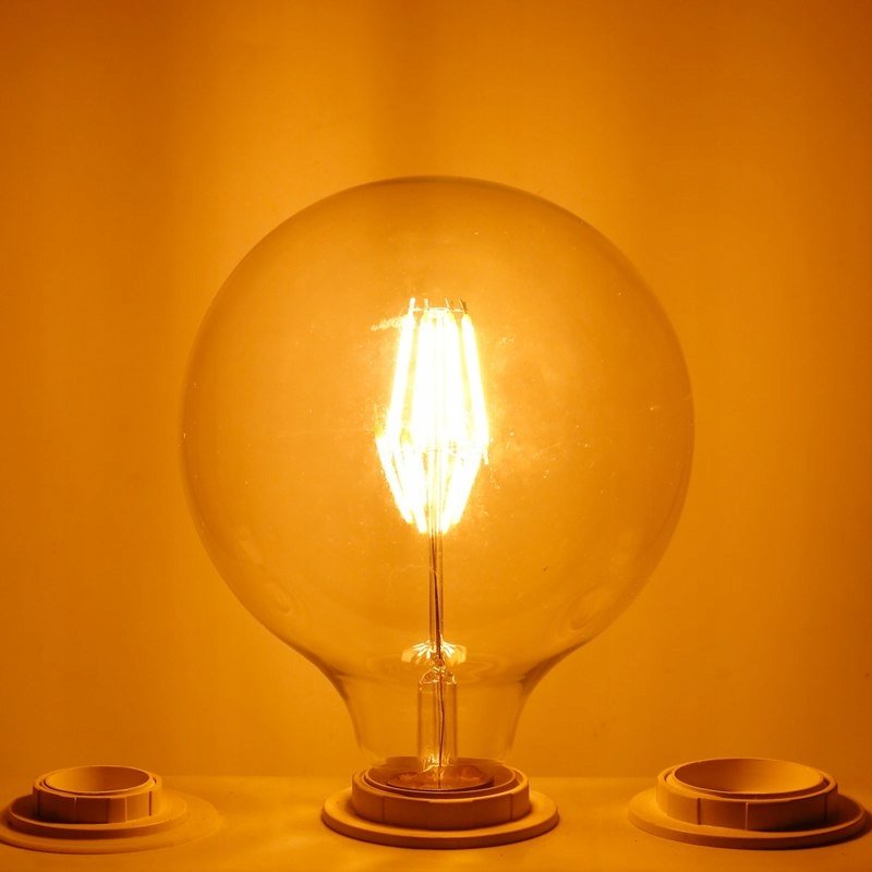 Żarówka E27 filament LED 8W duża dekoracyjna G80 biała CIEPŁA BAŃKA