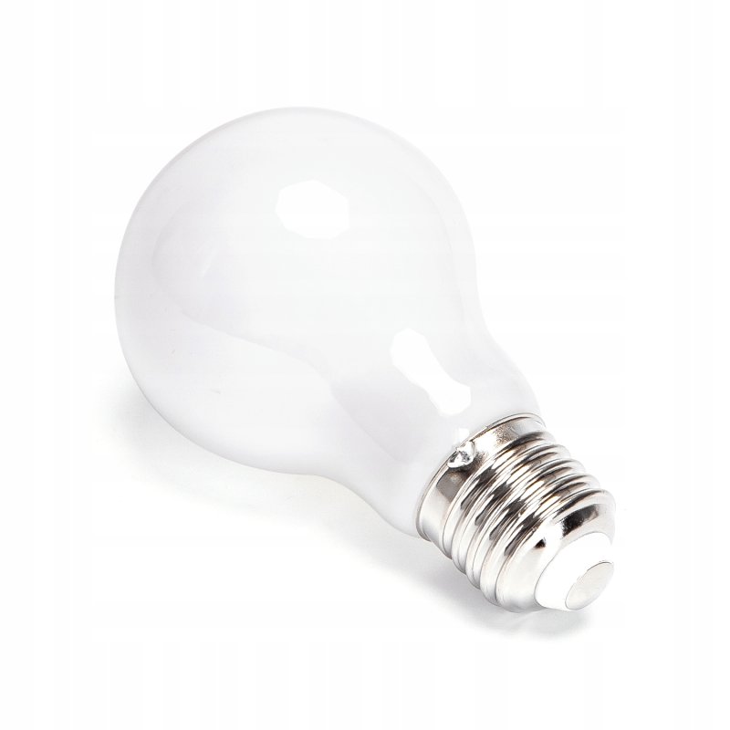 Żarówka E27 A60 LED 8W Filament biała zimna szklana mleczna