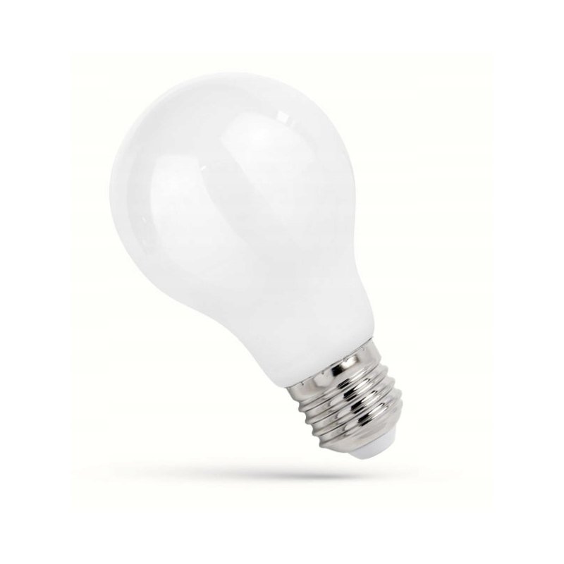 Żarówka E27 A60 LED 8W Filament biała zimna szklana mleczna