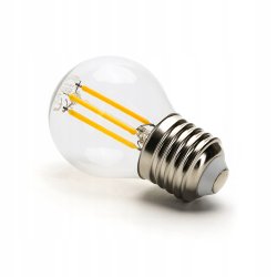 Żarówka E27 LED filament G45 4W kulka mała barwa ZIMNA