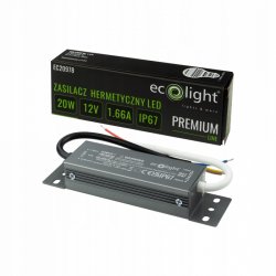 ZASILACZ HERMETYCZNY PREMIUM 12V 20W 1,66A wodoodporny IP67 do LED 3lata gw