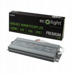 ZASILACZ HERMETYCZNY PREMIUM 12V 120W 10A wodoodporny IP67 do LED 3lata gw
