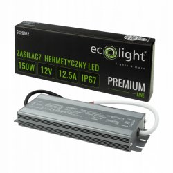 ZASILACZ HERMETYCZNY PREMIUM 12V 150W 12A wodoodporny IP67 do LED 3lata gw