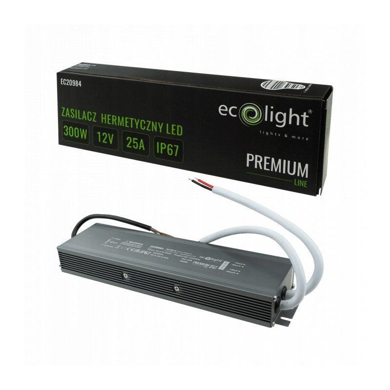 ZASILACZ HERMETYCZNY PREMIUM 12V 300W 25A wodoodporny IP67 do LED 3lata gw