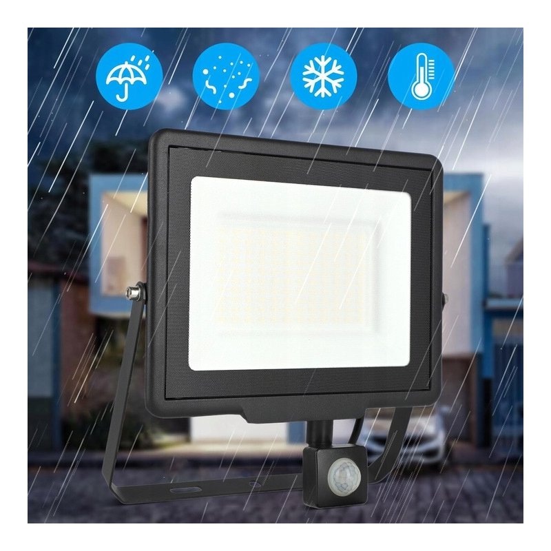 Naświetlacz halogen lampa LED 100W czujnikiem ruchu PIR Barwa NEUTRALNA sl