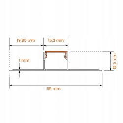 PROFIL aluminiowy srebrny do PŁYTEK gres gips + KLOSZ mleczny + zaślepki 3m