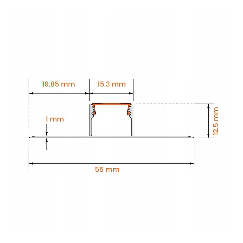PROFIL aluminiowy srebrny do PŁYTEK gres gips + KLOSZ mleczny + zaślepki 3m