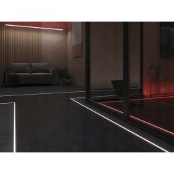 PROFIL aluminiowy srebrny do PŁYTEK gres gips + KLOSZ mleczny + zaślepki 3m