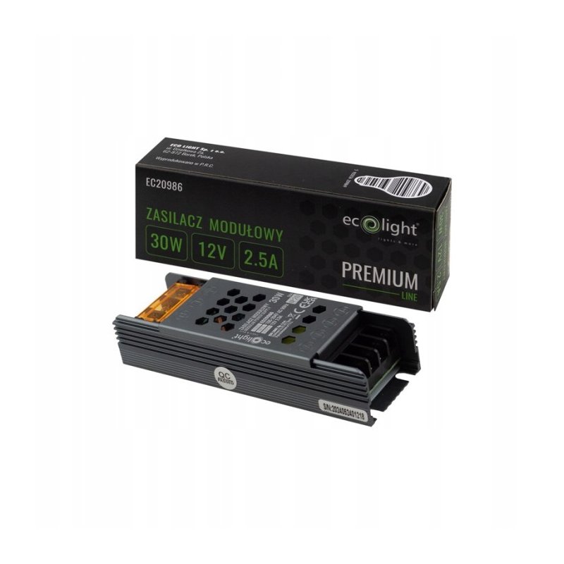 ZASILACZ modułowy SLIM PREMIUM 12V 30W 2,5A IP20 do taśm LED 3lata gw.