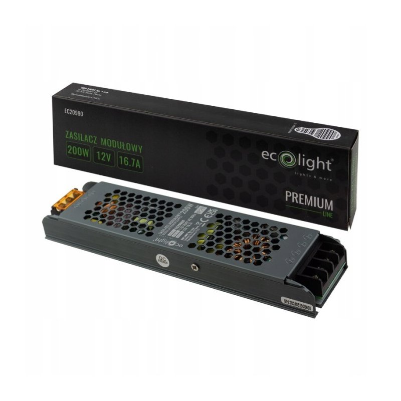 ZASILACZ modułowy SLIM PREMIUM 12V 200W 16,7A IP20 do taśm LED 3lata gw.