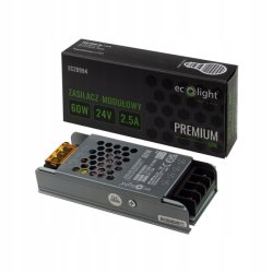 ZASILACZ modułowy SLIM PREMIUM 24V 60W 2,5A IP20 do taśm LED 3lata gw.
