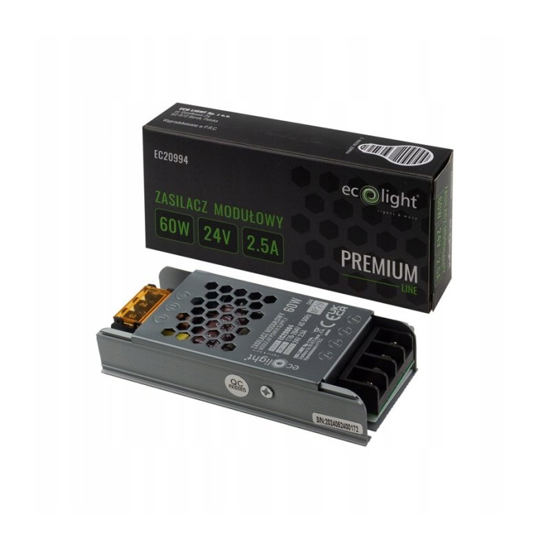 ZASILACZ modułowy SLIM PREMIUM 24V 60W 2,5A IP20 do taśm LED 3lata gw.