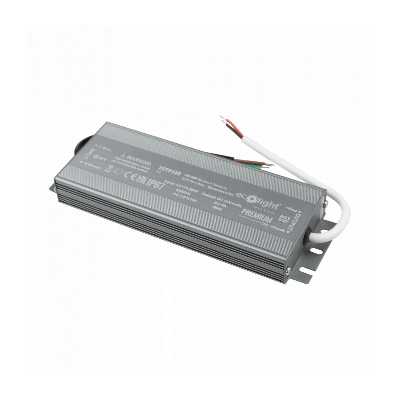 ZASILACZ HERMETYCZNY PREMIUM 24V 120W 5A wodoodporny IP67 do LED 3lata gw