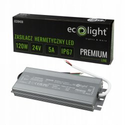 ZASILACZ HERMETYCZNY PREMIUM 24V 120W 5A wodoodporny IP67 do LED 3lata gw