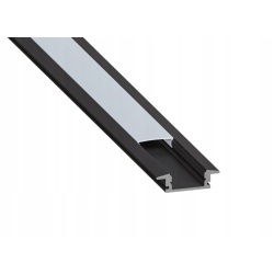 Zestaw PROFIL ALUMINIOWY czarny wpuszczany slim eko do taśm LED 2m + KLOSZ