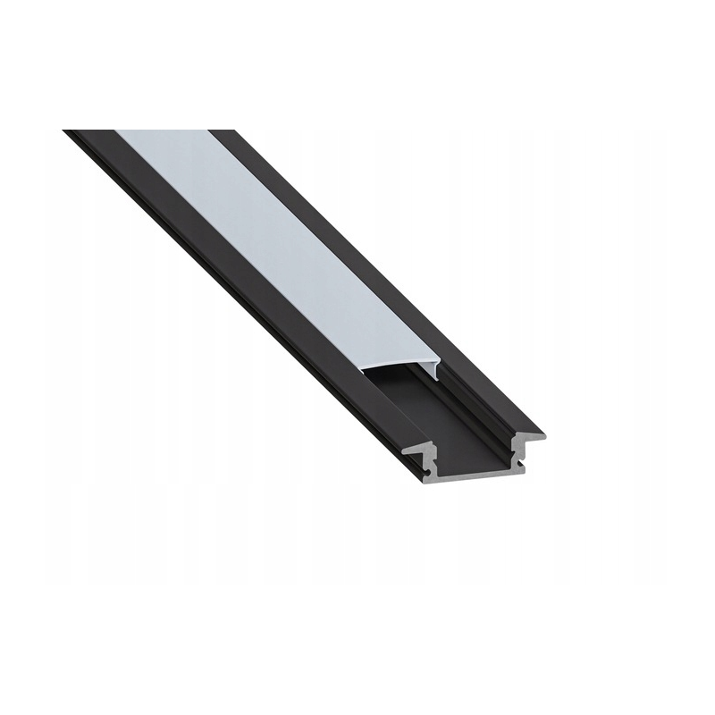 Zestaw PROFIL ALUMINIOWY czarny wpuszczany slim eko do taśm LED 2m + KLOSZ