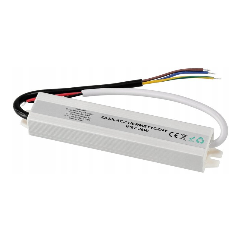 Zasilacz hermetyczny 12V 36W 3A wodoodporny do taśm LED COB IP67