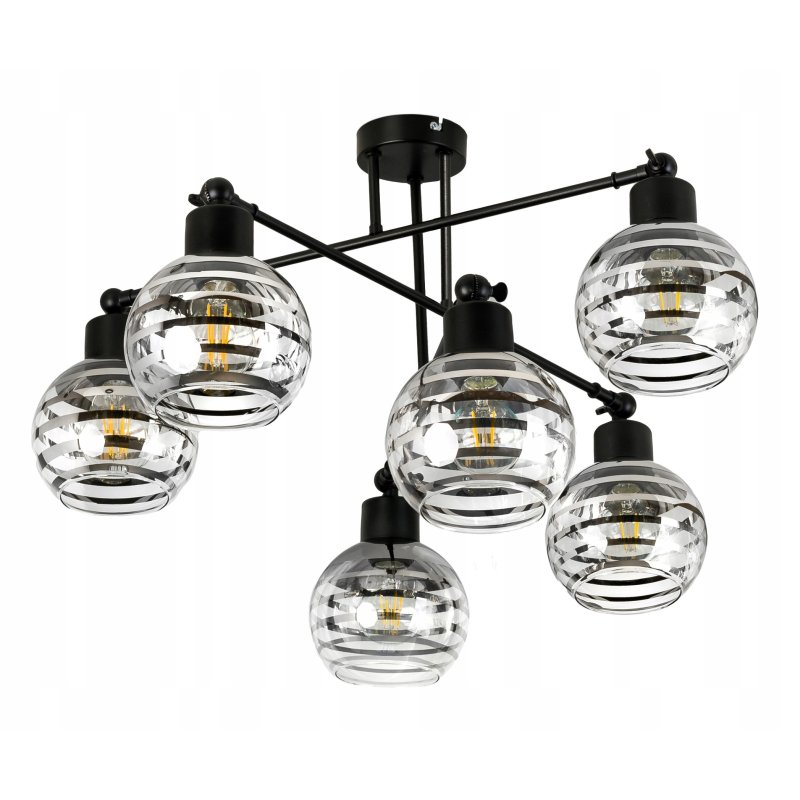 LAMPA sufitowa żyrandol regulowany LOFT szkło 6