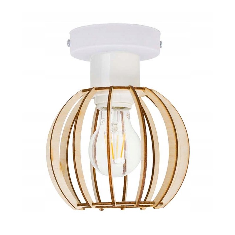 LAMPA stała sufitowa plafon Loft klosz drewno x 1