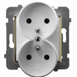 GNIAZDO gniazdko PODWÓJNE z/Uz OSPEL ARIA BIAŁE