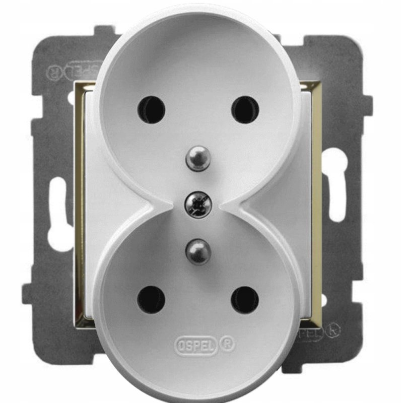 GNIAZDO gniazdko PODWÓJNE z/Uz OSPEL ARIA BIAŁE