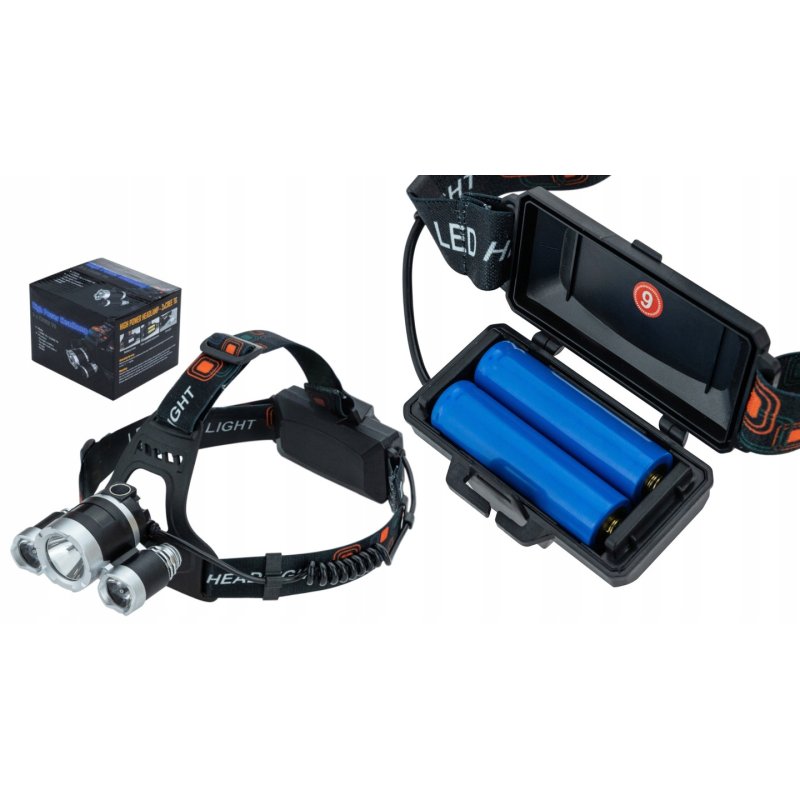 Latarka czołowa 3 LED T6 akumulatorowa warsztatowa