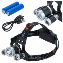 Latarka czołowa 3 LED T6 akumulatorowa warsztatowa
