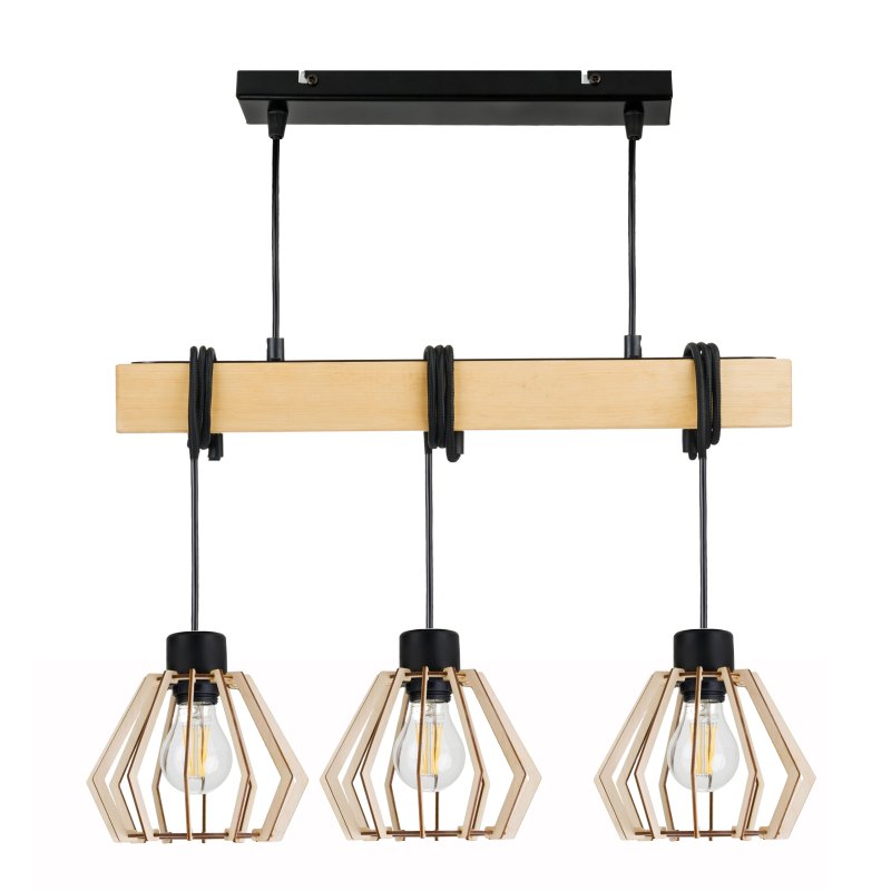 LAMPA drewniana belka wisząca sufitowa ŻYRANDOL ZWIS LOFT DREWNO na 3x E27