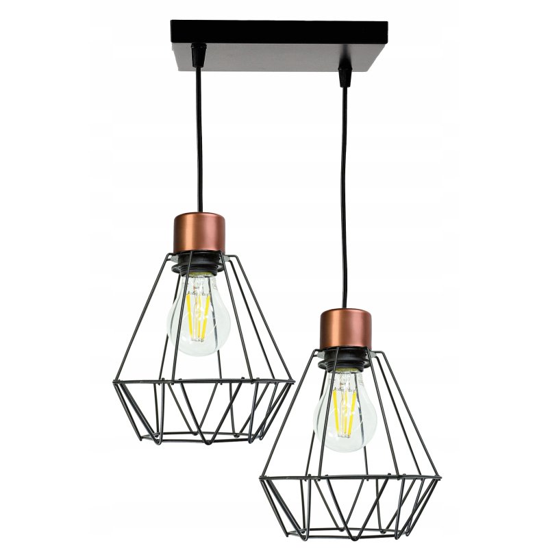 LAMPA wisząca sufitowa ŻYRANDOL ZWIS diament miedź