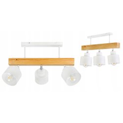 LAMPA drewniana belka sufitowa ŻYRANDOL PLAFON LOFT BIAŁY na 3x KLOSZ E27