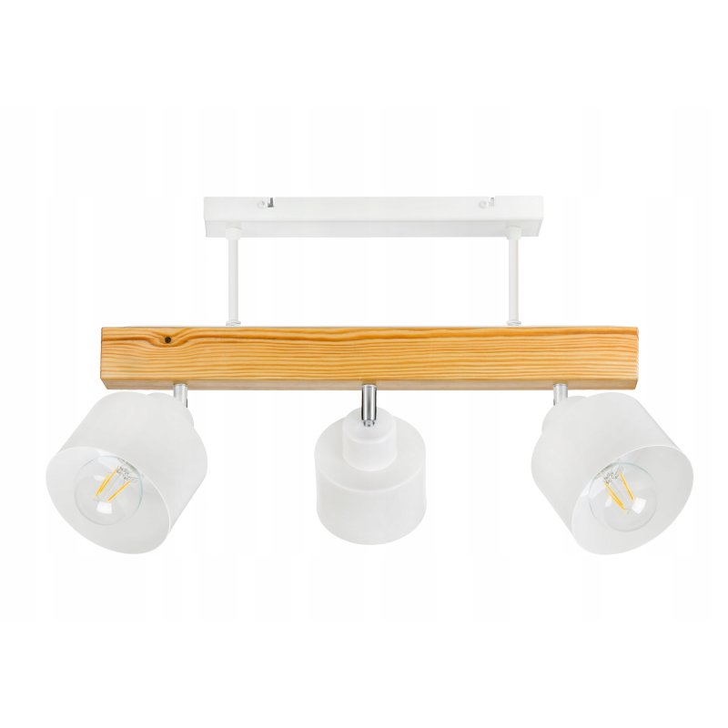 LAMPA drewniana belka sufitowa ŻYRANDOL PLAFON LOFT BIAŁY na 3x KLOSZ E27